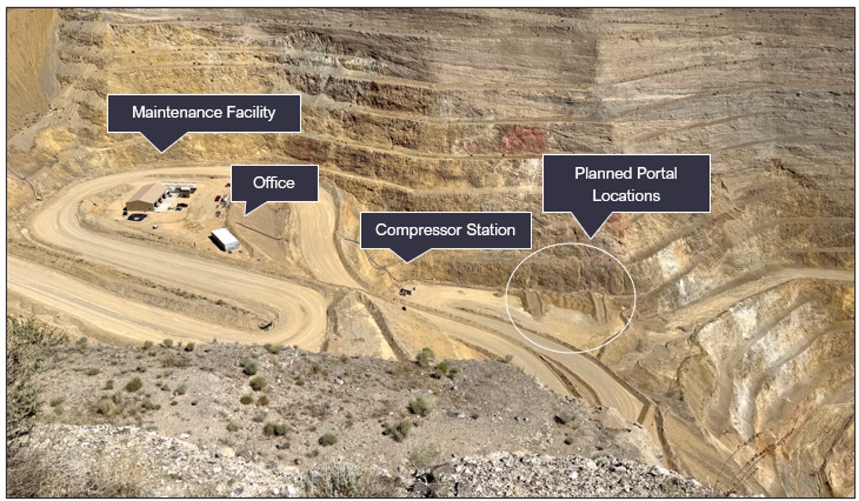 Figure 4: Overview photograph of the Archimedes underground planned portals and surface facilities. (CNW Group/i-80 Gold Corp)