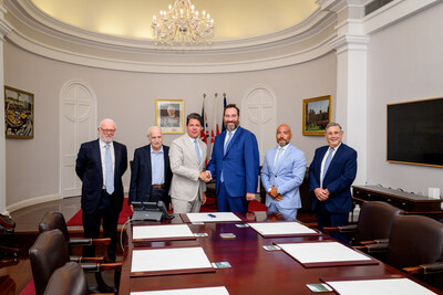 (Left to right): Mr. Tony Provasoli, Senior Partner at Hassans International Law Firm; The Hon. Sir Joe Bossano, Minister for Economic Development and Inward Investment; The Hon. Mr. Fabian Picardo, Chief Minister of Gibraltar; Mr. Konstantin Sokolov, Chairman of Pelagos Data Centres; Mr. Christian J.A. Ryan, President for Gibraltar Operations, Pelagos Data Centres Project; Mr. James Levy KC, Senior Partner at Hassans International Law Firm. (Left to right): Mr. Tony Provasoli, Senior Partner at Hassans International Law Firm; The Hon. Sir Joe Bossano, Minister for Economic Development and Inward Investment; The Hon. Mr. Fabian Picardo, Chief Minister of Gibraltar; Mr. Konstantin Sokolov, Chairman of Pelagos Data Centres; Mr. Christian J.A. Ryan, President for Gibraltar Operations, Pelagos Data Centres Project; Mr. James Levy KC, Senior Partner at Hassans International Law Firm.