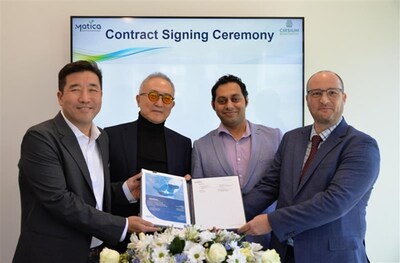 From Left to Right : Paul Kim, CEO of Matica Bio; Dr. GY Cha, Founder of Matica Bio and Chairman of CHA Hospital Group; Dr. Pranav Mathur, Director of R&D at Cirsium; Dr. Daniel Gibbs, CEO of Cirsium