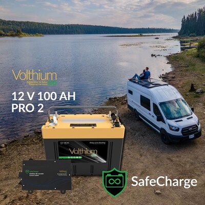 Volthium 12V 100Ah PRO 2 battery and SafeCharge™ current limiter: a simplified, patented solution for lithium adoption. (CNW Group/Énergie Volthium Inc.)