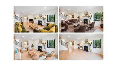 Buyers choose from curated design styles — including modern, Scandinavian, industrial, midcentury, luxury, coastal and farmhouse — and AI restyles the space, whether the room is empty or already furnished.