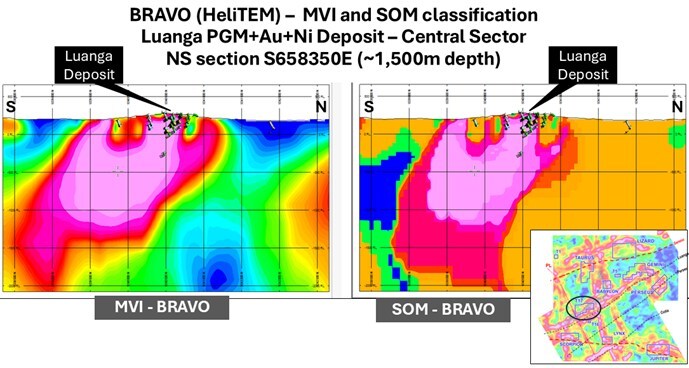 Figure 10: Cross sections of MVI and SOM 3D Models in Luanga’s Central Sector. (CNW Group/Bravo Mining Corp.) Figure 10: Cross sections of MVI and SOM 3D Models in Luanga’s Central Sector. (CNW Group/Bravo Mining Corp.)