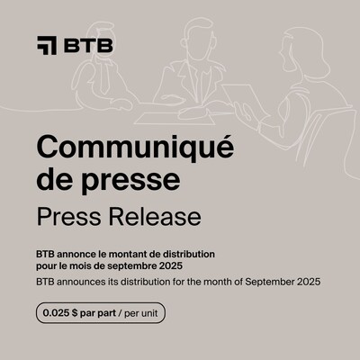 FPI BTB annonce le montant de distribution pour le mois de septembre 2025
