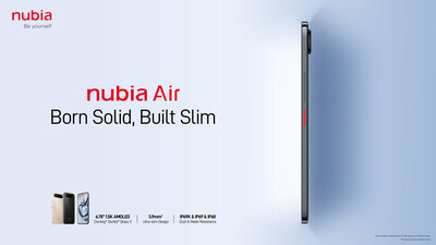 nubia Air redefines slim style by integrating a 5000mAh battery within a revolutionary body as thin as 5.9mm (PRNewsfoto/ZTE Corporation)