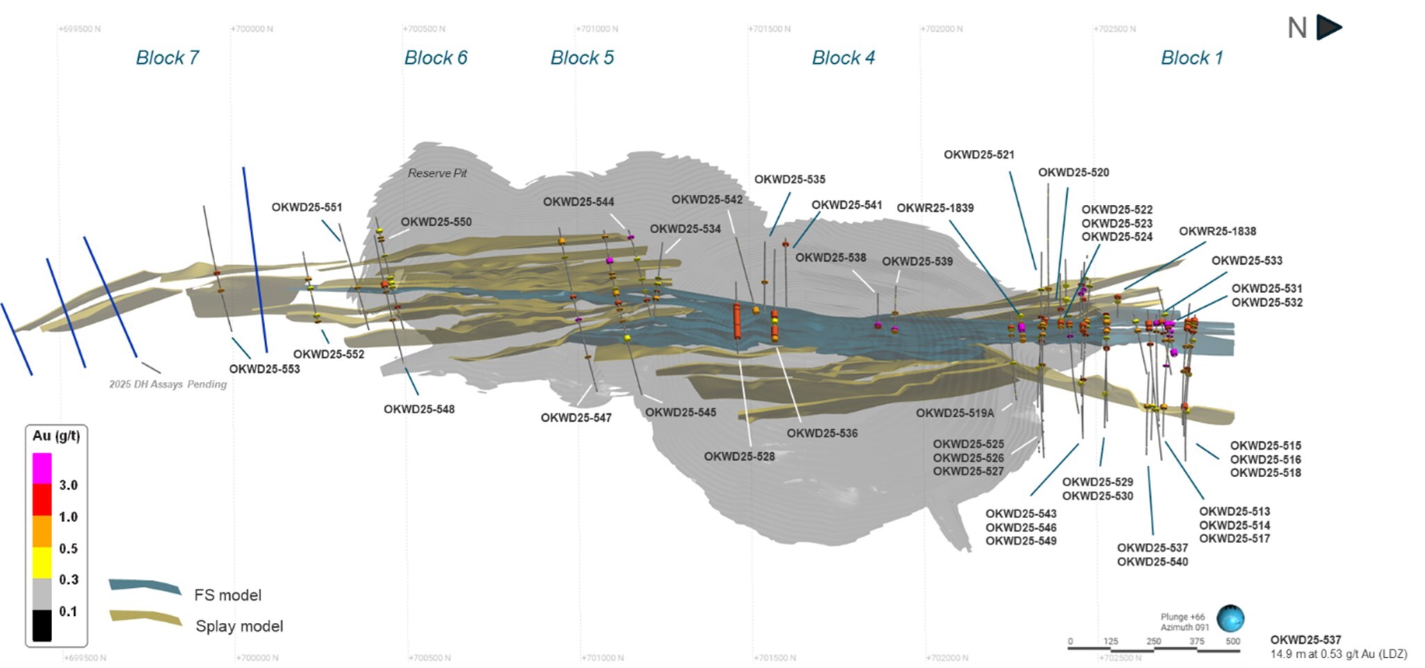 Figure 3 - Isometric view of the Splay Model (CNW Group/G Mining Ventures Corp)