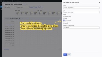 Hourly timeslots with recurring options