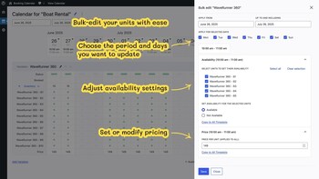 Booking Calendar availability and prices