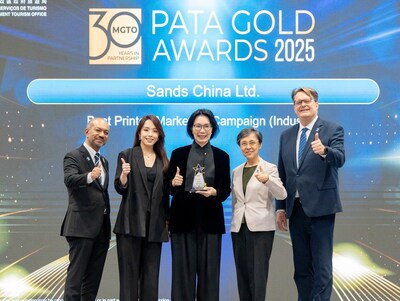 Sands China receives the Best Printed Marketing Campaign (Industry) award at the PATA Gold Awards 2025 ceremony Aug. 28 in Bangkok, gaining recognition for its publication “In Search of Its Roots – An Illustrated History of Rua das Estalagens.”