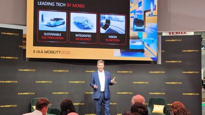 Axel Maschka, Executive Vice President and Head of Sales at Hyundai Mobis, shared insights on 'Automotive Trends and Hyundai Mobis' Leading Technologies' at IAA Mobility 2025. Axel Maschka, Executive Vice President and Head of Sales at Hyundai Mobis, shared insights on 'Automotive Trends and Hyundai Mobis' Leading Technologies' at IAA Mobility 2025.