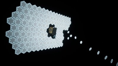 Rendering of Rendezvous Robotics’ modular, self-assembling system in orbit.