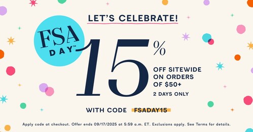 FSA Store® is celebrating its 15th birthday with storewide savings and a 'Win Your Cart Sweepstakes' on September 15-17.