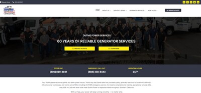 Screenshot of the home page on Duthie Power Services' newly redesigned website.