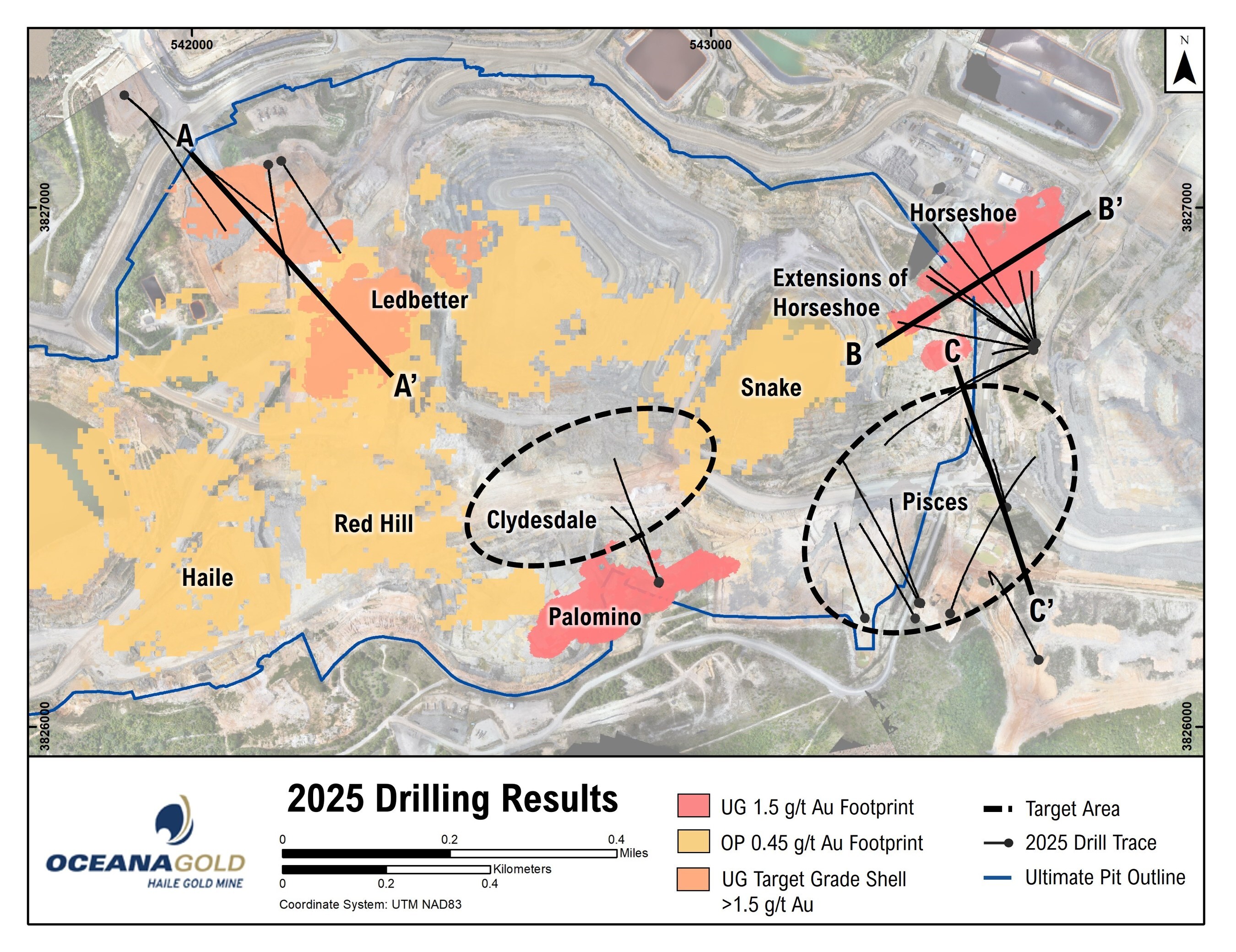 Figure 3: Plan map showing 2025 drill hole locations. (CNW Group/OceanaGold Corporation)