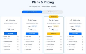 Datacenter Proxies Pricing