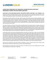 LUNDIN GOLD ANNOUNCES CEO TRANSITION, CELEBRATING RON HOCHSTEIN’S REMARKABLE JOURNEY AND WELCOMING JAMIE BECK (CNW Group/Lundin Gold Inc.)