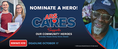 ARS Cares Community Heroes initiative awards free HVAC systems or water heaters to deserving recipients in the many communities ARS serves. ARS is requesting submissions from the general public to identify community members in need of a new HVAC system or water heater. Individuals can submit nominations for the ARS Cares Community Heroes program via ars.com/ars-cares.