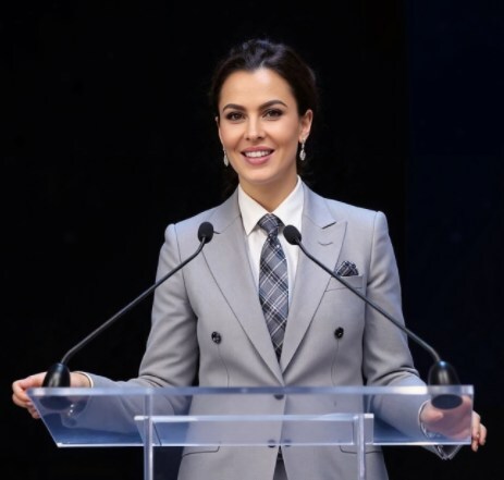 Julia Marie Cagno delivering a keynote speech at the Web Summit 2023.