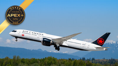 Air Canada is proud to have received, for the sixth consecutive year, a Five Star Global Airline Award at the Airline Passenger Experience Association (APEX) 2026 Awards. (CNW Group/Air Canada)