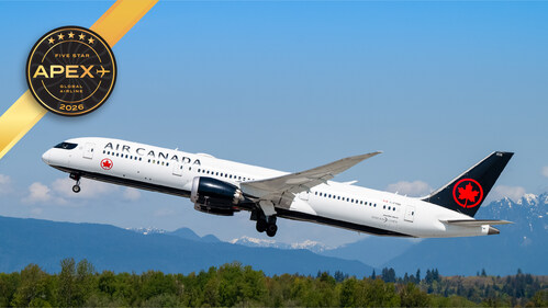 Air Canada is proud to have received, for the sixth consecutive year, a Five Star Global Airline Award at the Airline Passenger Experience Association (APEX) 2026 Awards. (CNW Group/Air Canada) Air Canada is proud to have received, for the sixth consecutive year, a Five Star Global Airline Award at the Airline Passenger Experience Association (APEX) 2026 Awards. (CNW Group/Air Canada)