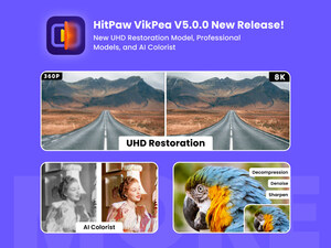 HitPaw VikPea V5.0.0 Released with UHD Restoration Model, Professional Models, and AI Colorist