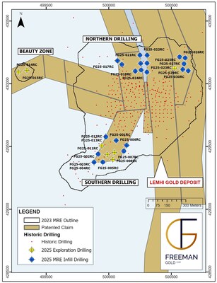 Figure 1: Location Map of 2025 RC Drilling - North (CNW Group/Freeman Gold Corp.)