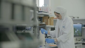 Nada Elkharashi, finalist on Stars of Science Season 16, working in the lab as she was refining her project during the development phase. Nada Elkharashi, finalist on Stars of Science Season 16, working in the lab as she was refining her project during the development phase.