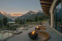 BASIN Glacial Waters debuts on the shores of Lake Louise; pool deck overlooking Lake Louise and Victoria Glacier. Photo Credit: Chris Amat / Fairmont Chateau Lake Louise (CNW Group/Fairmont Chateau Lake Louise)