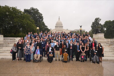 Self-advocates pose with members of Congress outside of the Capitol in Washington, D.C., for SourceAmerica’s 2025 Grassroots Advocacy Conference.