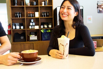 Dubai Chocolate Pistachio Frappe and hot Dubai Mocha barista crafted beverages served at Steeltown Coffee & Tea in East Bay San Francisco