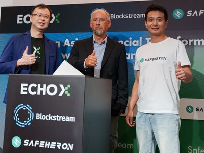 EchoX CEO Neil Lee, Blockstream Founder and CEO Adam Back, and Safeheron Partner and CTO Meng Wang at the forum (PRNewsfoto/EchoX Innovation Holding Limited)