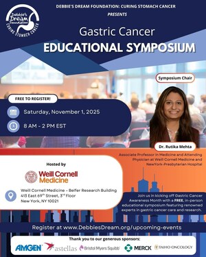 Debbie's Dream Foundation and Weill Cornell Medicine to Host Gastric Cancer Educational Symposium on November 1 in New York City