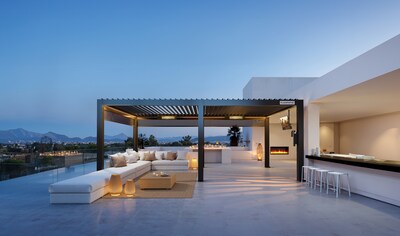 FlexPatio's POWER+ pergola features integrated outlets, USB ports, and hidden wiring—eliminating extension cords and bringing power directly to outdoor living areas.