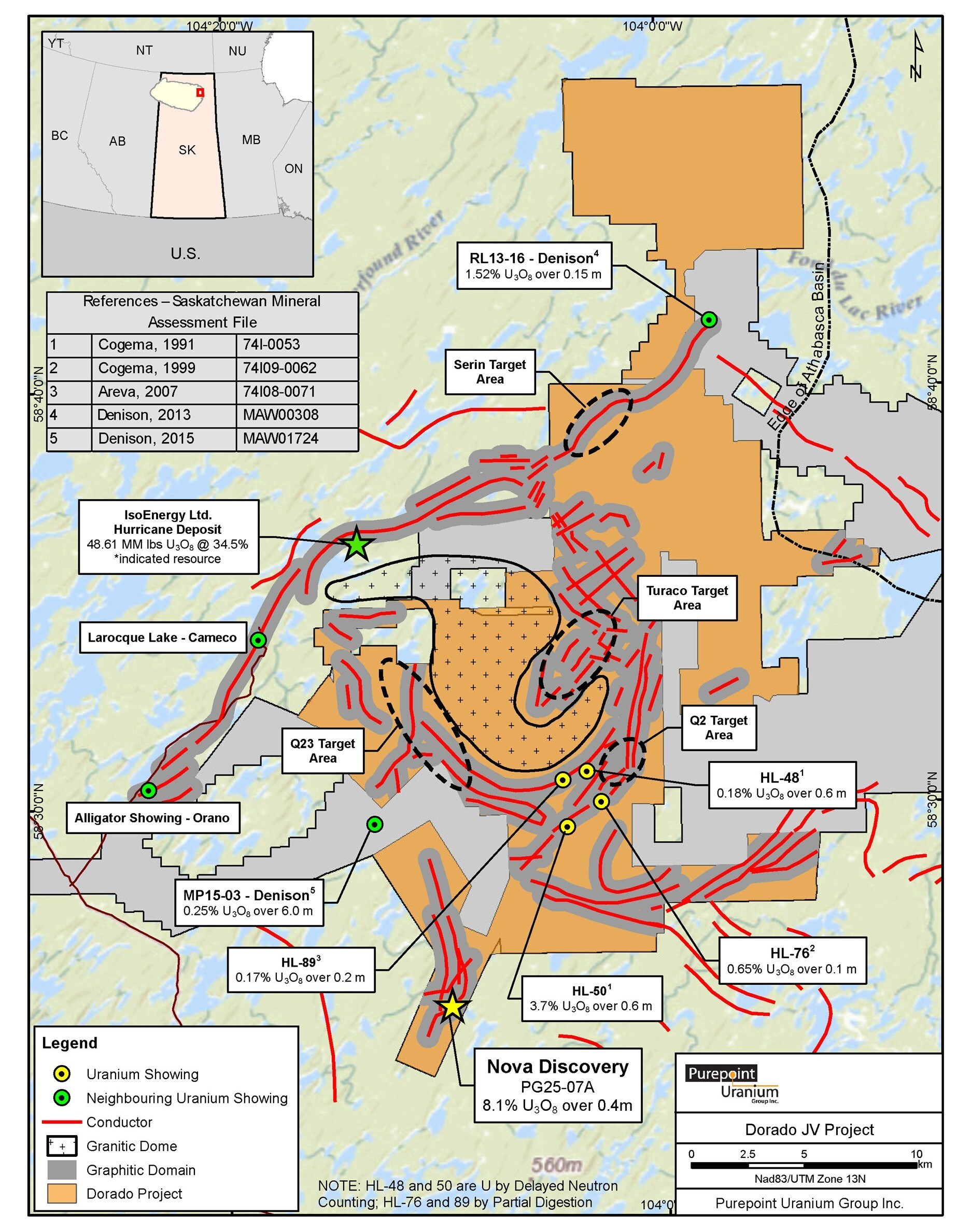 Figure 1: Location of the Q48 Nova Discovery, Q2, Turaco & Serin Target areas, the initial focus of the 2025 drill program, highlighted. * See Qualified Person Statement below. (CNW Group/IsoEnergy Ltd.) Figure 1: Location of the Q48 Nova Discovery, Q2, Turaco & Serin Target areas, the initial focus of the 2025 drill program, highlighted. * See Qualified Person Statement below. (CNW Group/IsoEnergy Ltd.)
