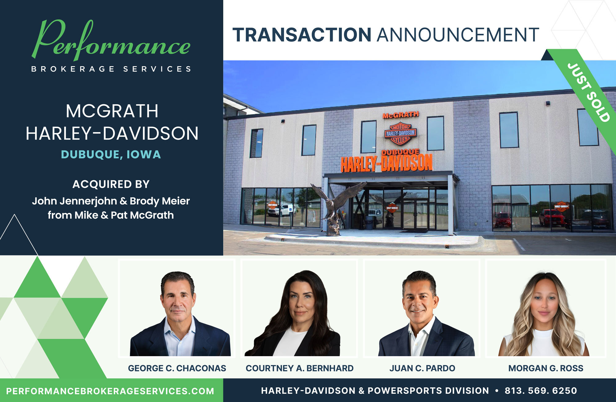 George C. Chaconas of Performance Brokerage Services Advises on the Sale of McGrath Dubuque Harley-Davidson in Dubuque, Iowa