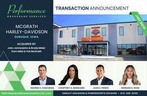 George C. Chaconas of Performance Brokerage Services Advises on the Sale of McGrath Dubuque Harley-Davidson in Dubuque, Iowa