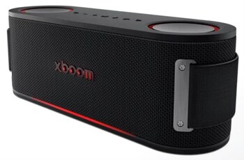 LG xboom Bounce featuring FYI.RAiDiO: A portable speaker with up-bouncing passive radiators and dual dome tweeters that deliver precise highs and an expanded soundstage. IP67 water and dust resistance, military-grade durability, and up to 30 hours of battery life make it built for everywhere. LG xboom Bounce - Price: $199.99 LG xboom Bounce featuring FYI.RAiDiO: A portable speaker with up-bouncing passive radiators and dual dome tweeters that deliver precise highs and an expanded soundstage. IP67 water and dust resistance, military-grade durability, and up to 30 hours of battery life make it built for everywhere. LG xboom Bounce - Price: $199.99