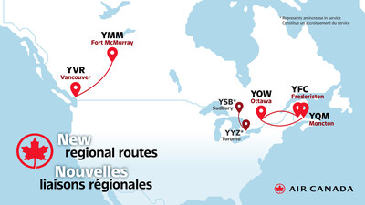 Air Canada a annoncé aujourd’hui des changements à son réseau régional, lesquels comprennent de nouveaux vols au départ d’Ottawa pour Fredericton et Moncton à compter du 15 décembre 2025, et un service sans escale entre Vancouver et Fort McMurray à compter du 2 décembre 2025. (Groupe CNW/Air Canada)