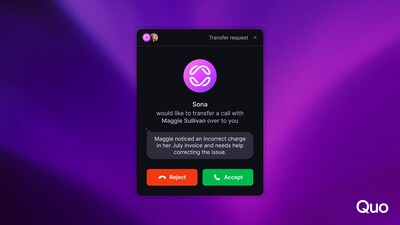 Call transfer with Quo