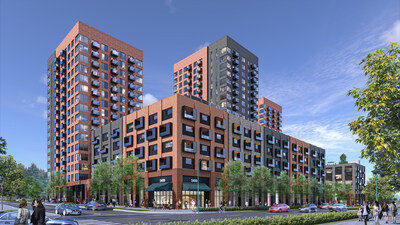 Rendering of the Tsawwassen Town Centre redevelopment from street view. (CNW Group/Century Group)