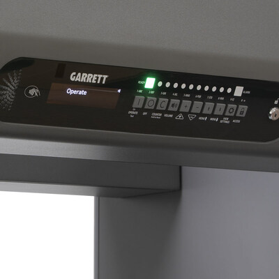 Closeup of the Paragon's Control Panel. Paragon can also be programmed via IR Remote Control, NFC, and wireless or wired ethernet connection. Flexible programming and remote networking make Paragon ideal for busy airport checkpoints.