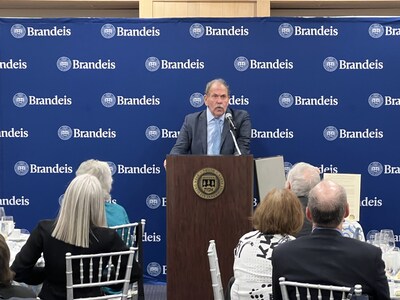 Brandeis President Arthur Levine speaks to trustees after his installation ceremony on Tuesday, Sept. 16, 2025.