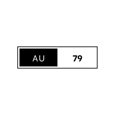 Logo for AU79 Records, a cultural imprint of Neue Alchemy focused on music as myth and modular IP. Minimal black-on-white icon representing the label’s atomic symbol roots