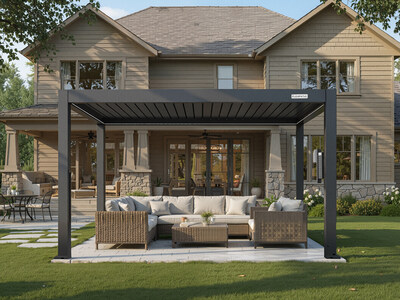 FlexPatio’s POWER+ Pergola creates a durable, fully integrated outdoor sanctuary for homeowners to embrace every season.
