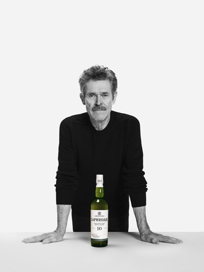 Willem Dafoe unveils the renamed 'The Barley Dafoe' pub in Mayfair, London, featuring life-sized barley men to celebrate his collaboration with Laphroaig single malt whisky.