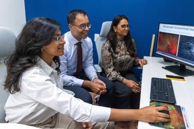 Dr. Varun Chaudhary working alongside research assistants in the Thomas Kevill Advanced Vitreoretinal Imaging Lab. (CNW Group/St. Joseph's Healthcare Foundation)
