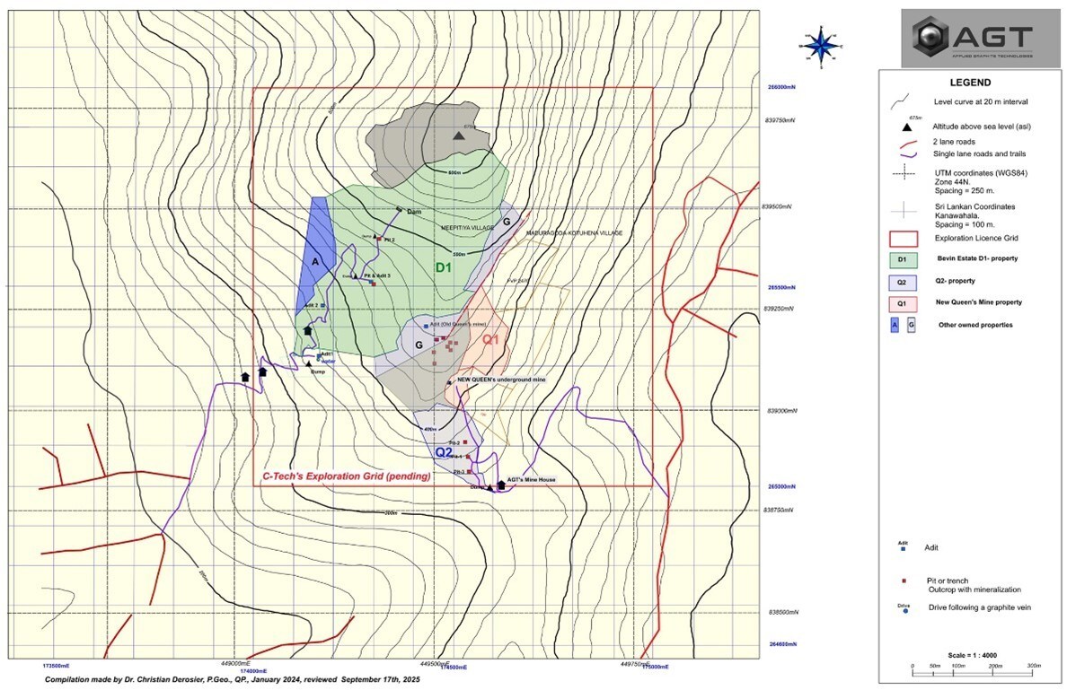 Figure 1: AGT Property Map, QMC, showing contiguous properties. (CNW Group/Applied Graphite Technologies Corporation) Figure 1: AGT Property Map, QMC, showing contiguous properties. (CNW Group/Applied Graphite Technologies Corporation)
