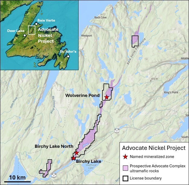 Figure 1 – Location of the Advocate Nickel Project in the Baie Verte Peninsula, Newfoundland (CNW Group/FPX Nickel Corp.)