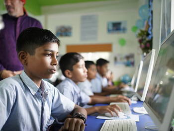The Khalad Kuma Lab includes 20 brand-new computers and a dedicated teacher, providing daily digital literacy lessons for students in grades 5–10.