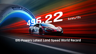 O YANGWANG U9 Xtreme equipado com o GitiSport e.GTR2 Pro estabeleceu um novo recorde mundial de velocidade para se tornar o carro mais rápido do mundo (PRNewsfoto/Giti Tire Global Trading Pte Ltd)