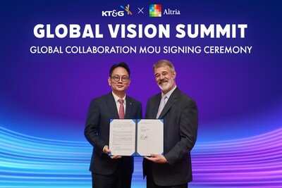 The 23rd, CEO Kyung-man Bang of KT&G and CEO Billy Gifford of Altria signed a comprehensive MOU, forming a basis for strategic collaboration in nicotine and non-nicotine spaces. (PRNewsfoto/KT&G Corporation)